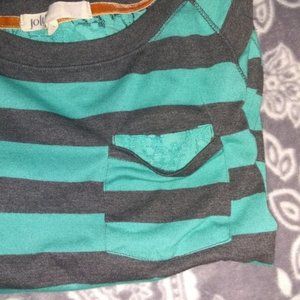 XL Black/Teal Striped LS